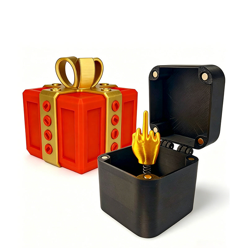 Annoying gift box with a pop-up middle finger