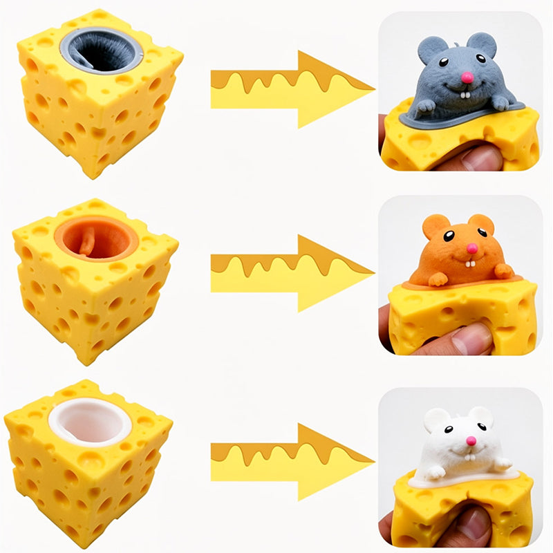 Stress-Relief Cheese and Mouse Squeeze Toy