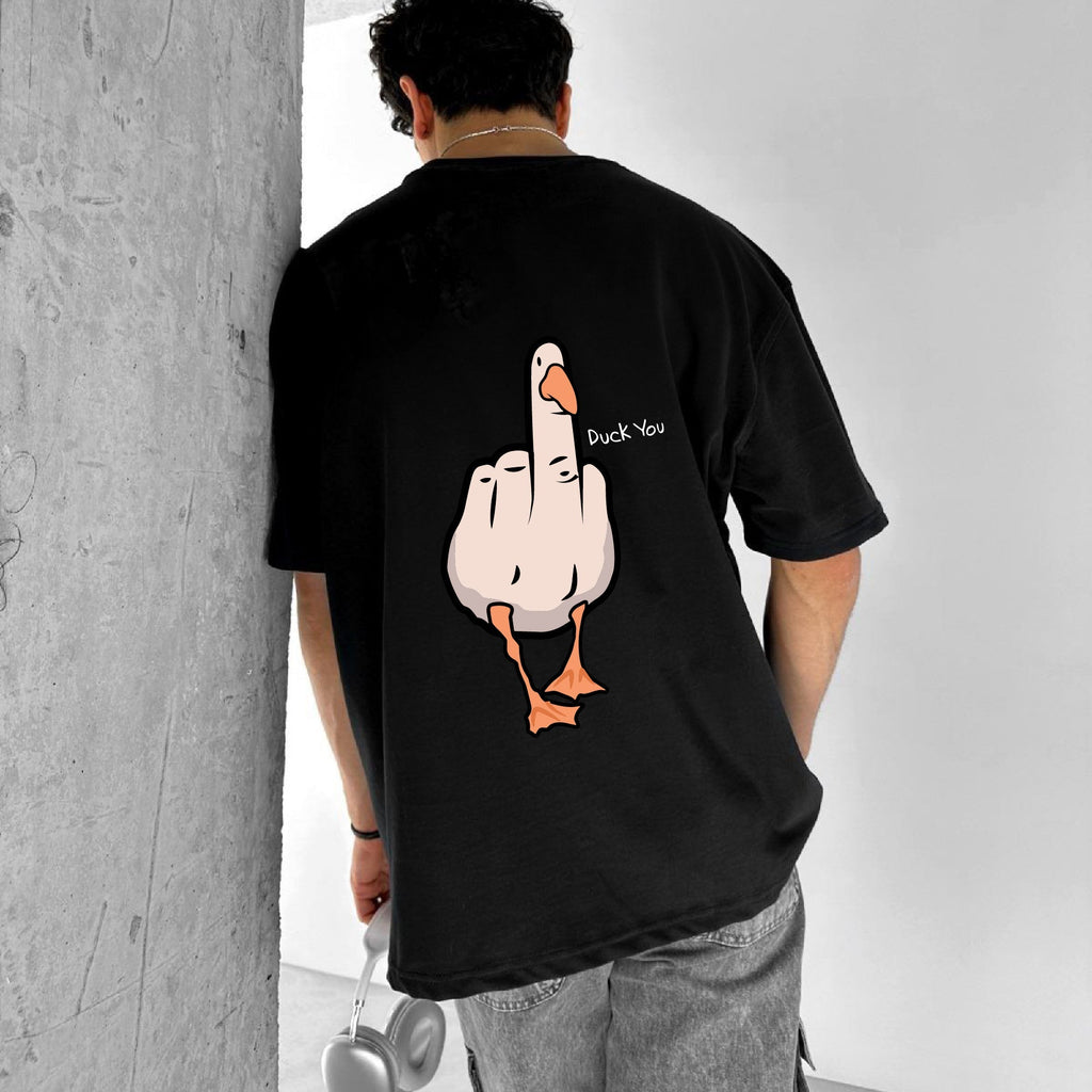 Black "Duck you" Printed Over size T-Shirt