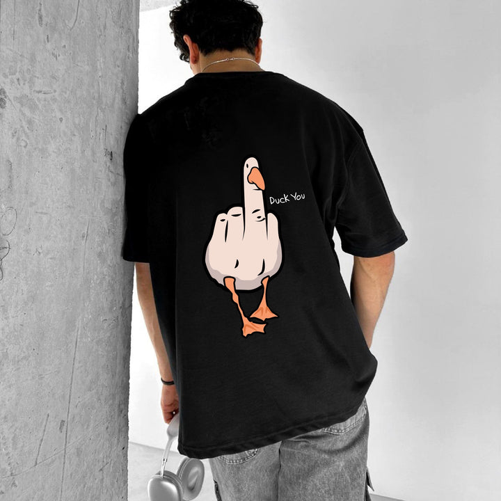 Black "Duck you" Printed Over size T-Shirt