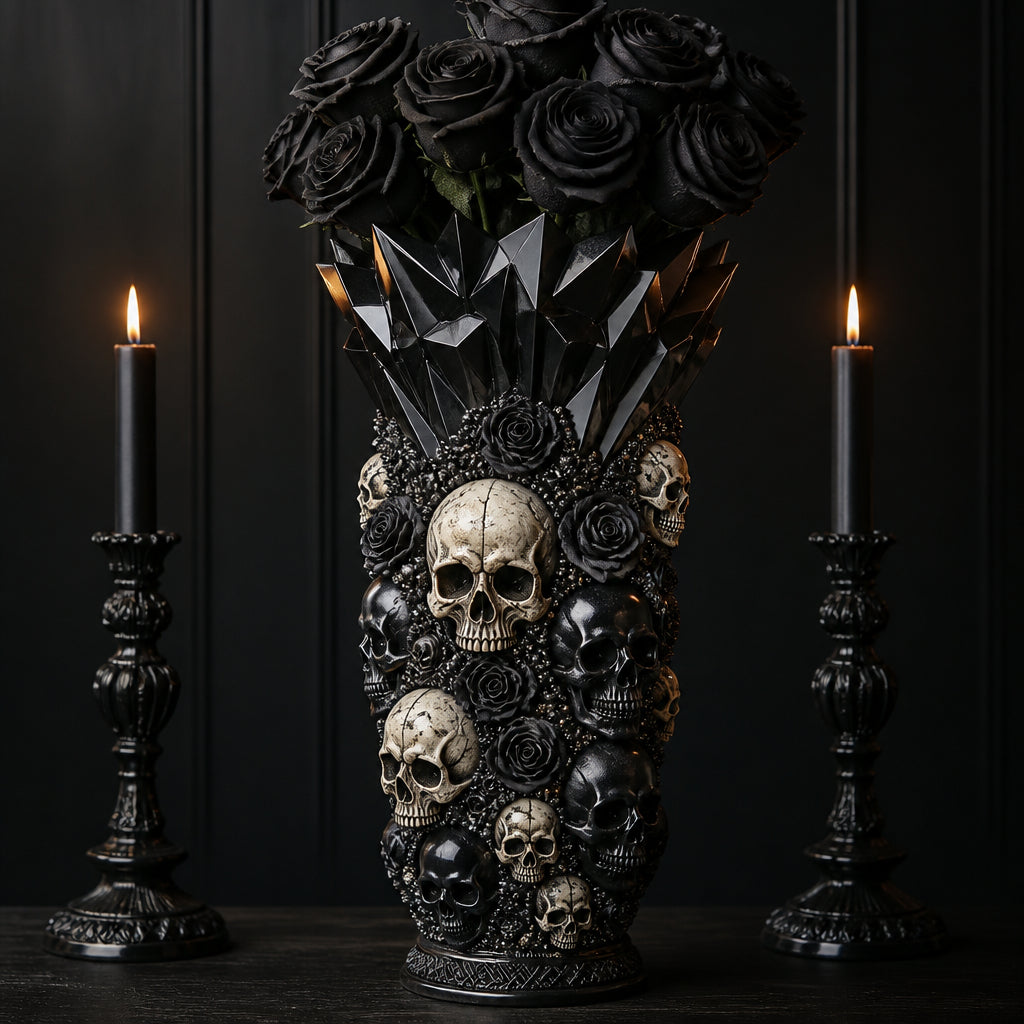 Gothic Diamond Skull Vase
