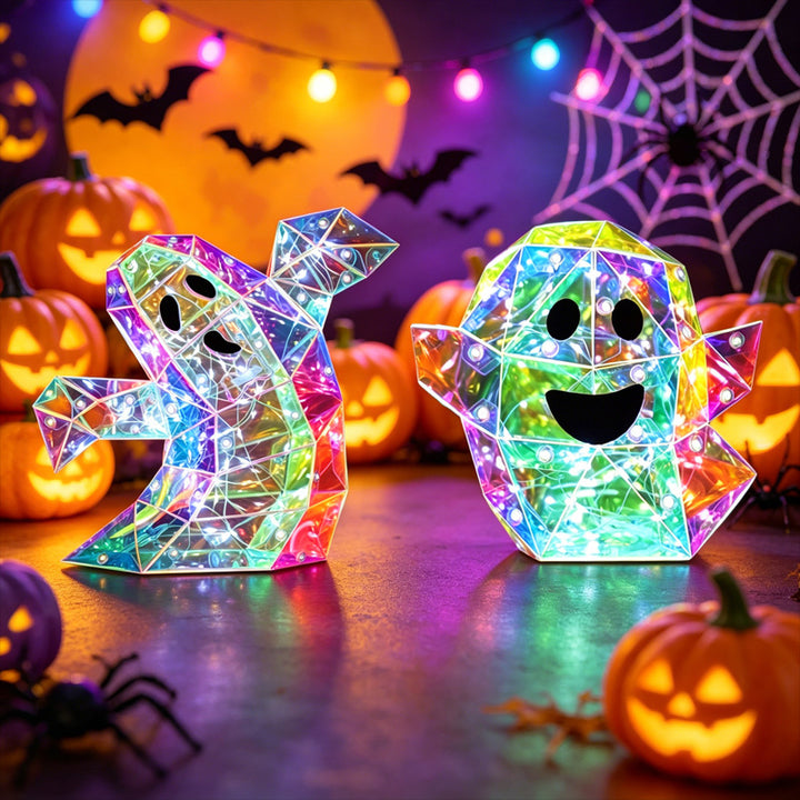 Rainbow Glow Wavy‑Ghost Lamp
