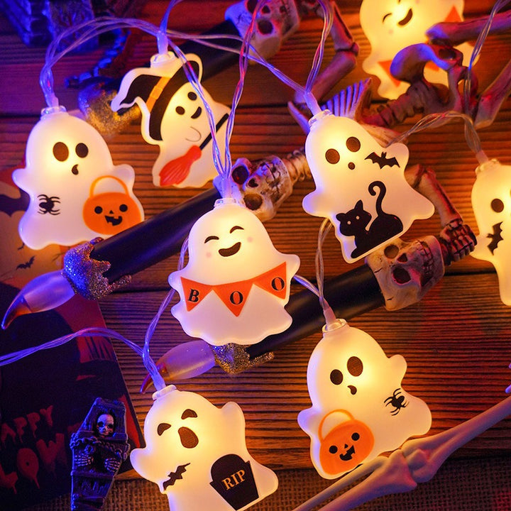 Warm-toned Halloween cute ghost string lights