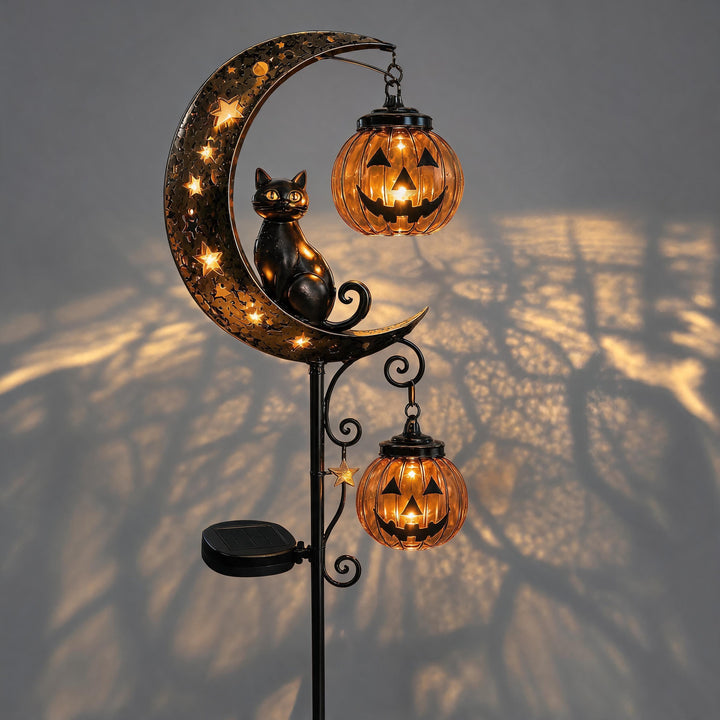 Halloween Black Cat Moon Solar Stake Light