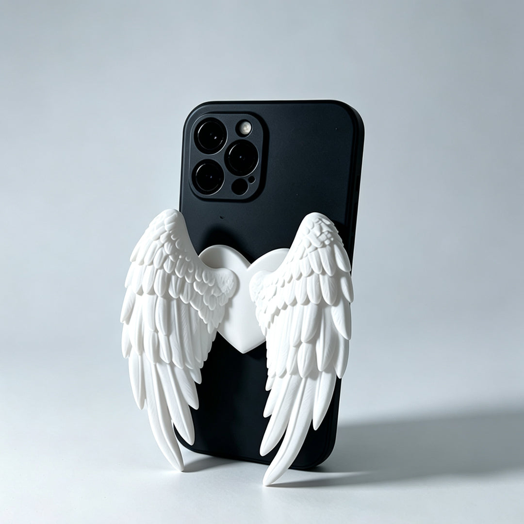 Heart-shaped angel wings phone stand