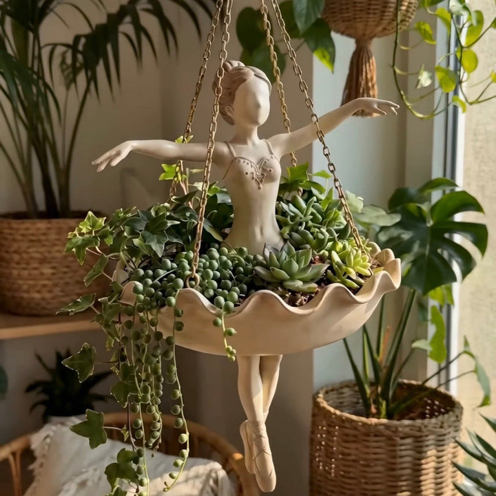 Hanging fairy sculpture flower pot