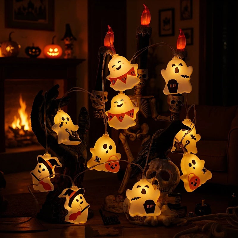 Warm-toned Halloween cute ghost string lights