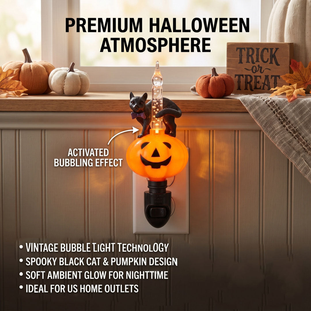 Black Cat Pumpkin Liquid Lamp