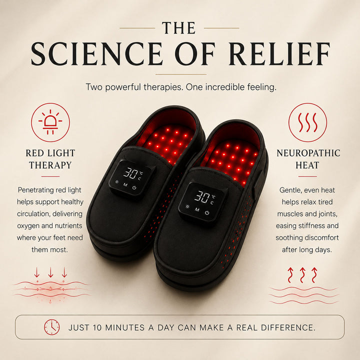Red light heating therapy shoes