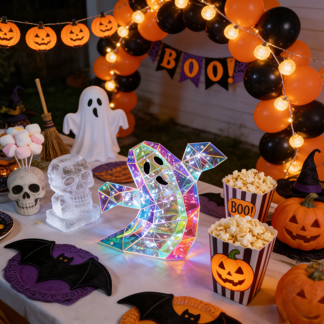 Rainbow Glow Wavy‑Ghost Lamp