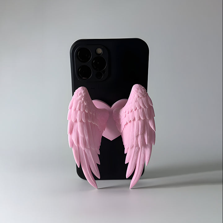 Heart-shaped angel wings phone stand