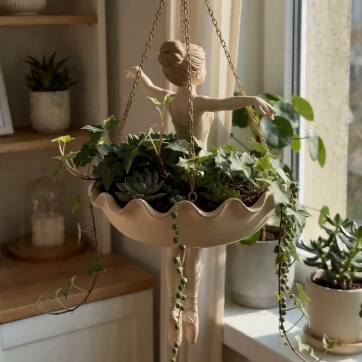 Hanging fairy sculpture flower pot