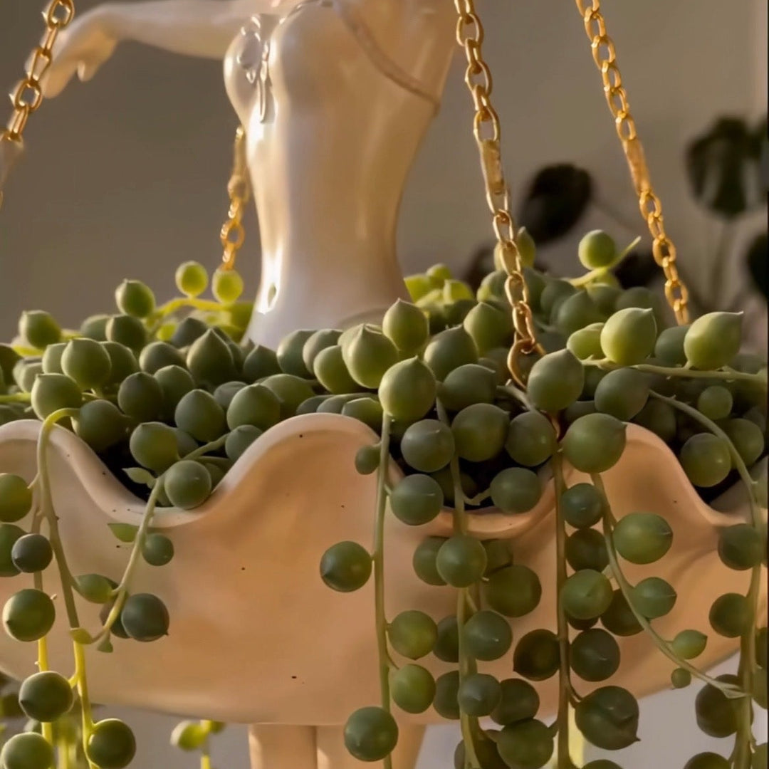 Hanging fairy sculpture flower pot