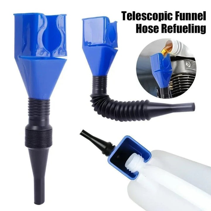 Foldable telescopic hose funnel