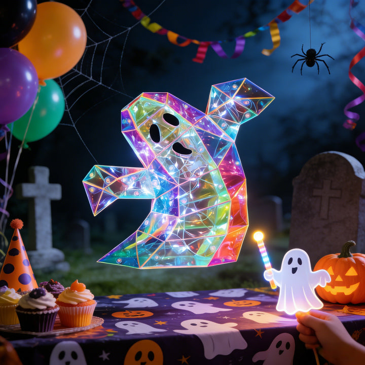 Rainbow Glow Wavy‑Ghost Lamp