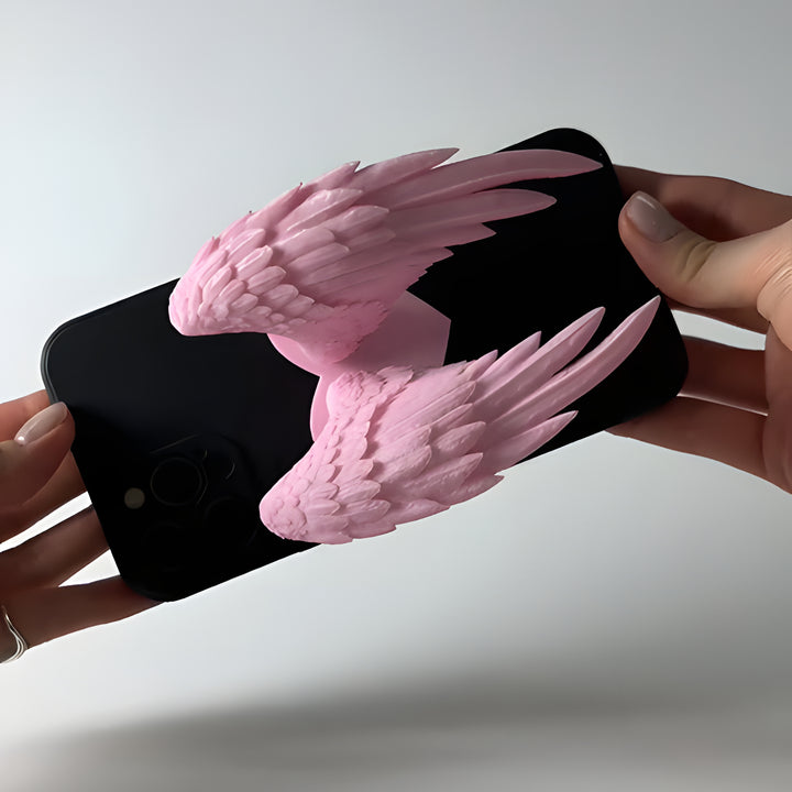 Heart-shaped angel wings phone stand