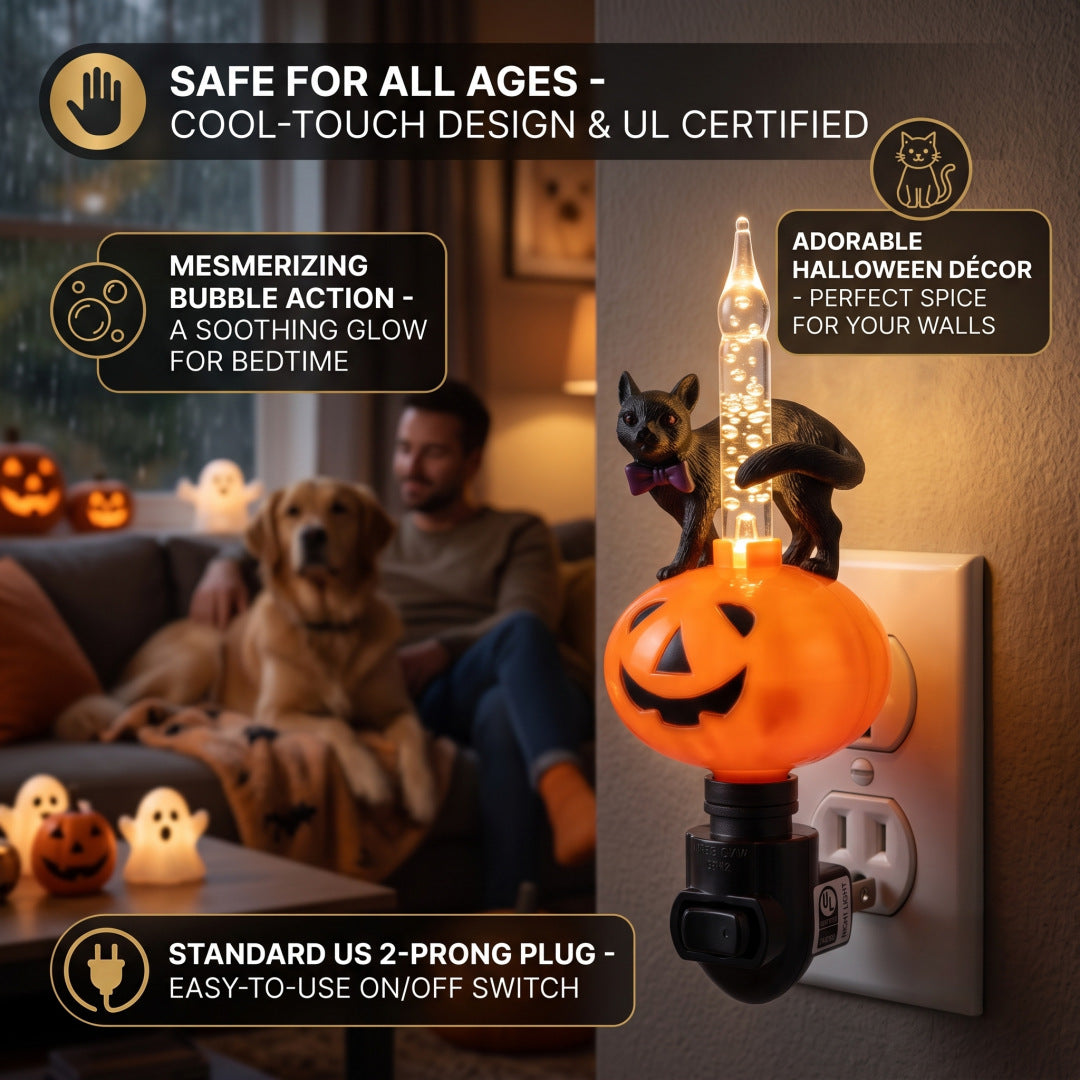 Black Cat Pumpkin Liquid Lamp