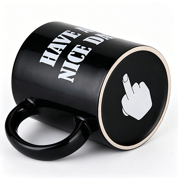 Creative Ceramic Mug with Middle Finger Design