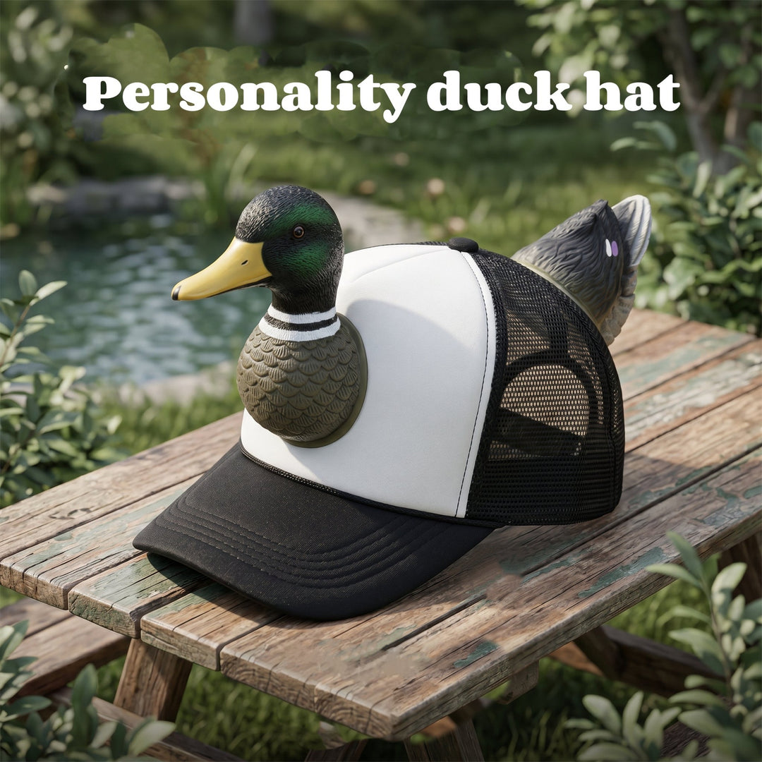 3D Wild Duck Head Funny Mesh Cap