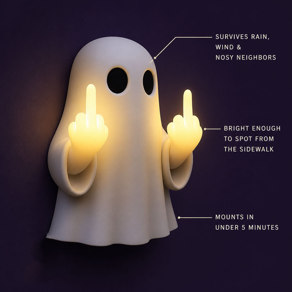 Ghostly middle finger glowing night light