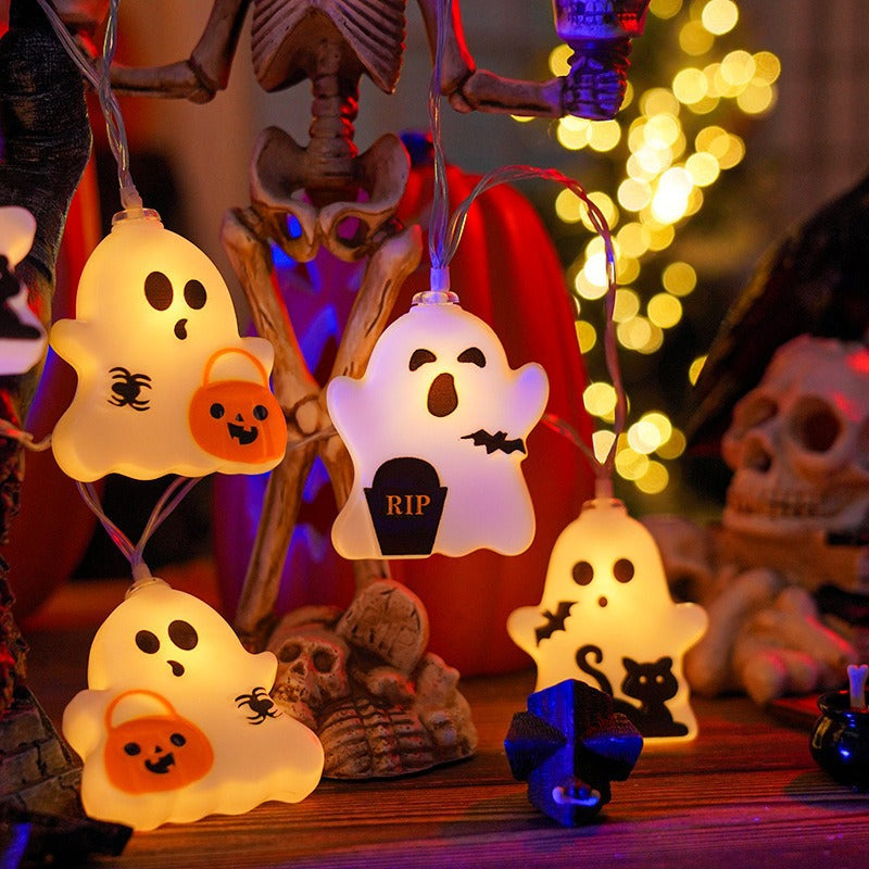Warm-toned Halloween cute ghost string lights