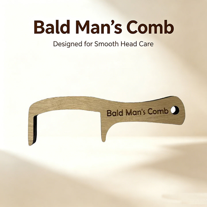 Wooden grooming brush for bald men