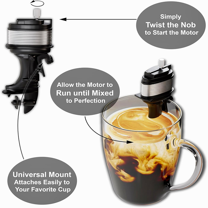 Hand-Crank Mini Outboard Motor-Style Coffee Stirrer