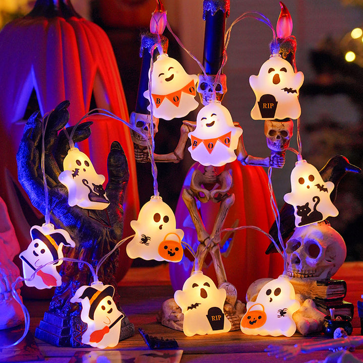 Warm-toned Halloween cute ghost string lights