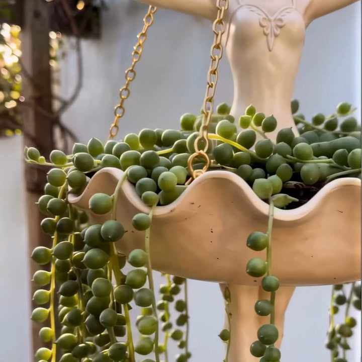 Hanging fairy sculpture flower pot