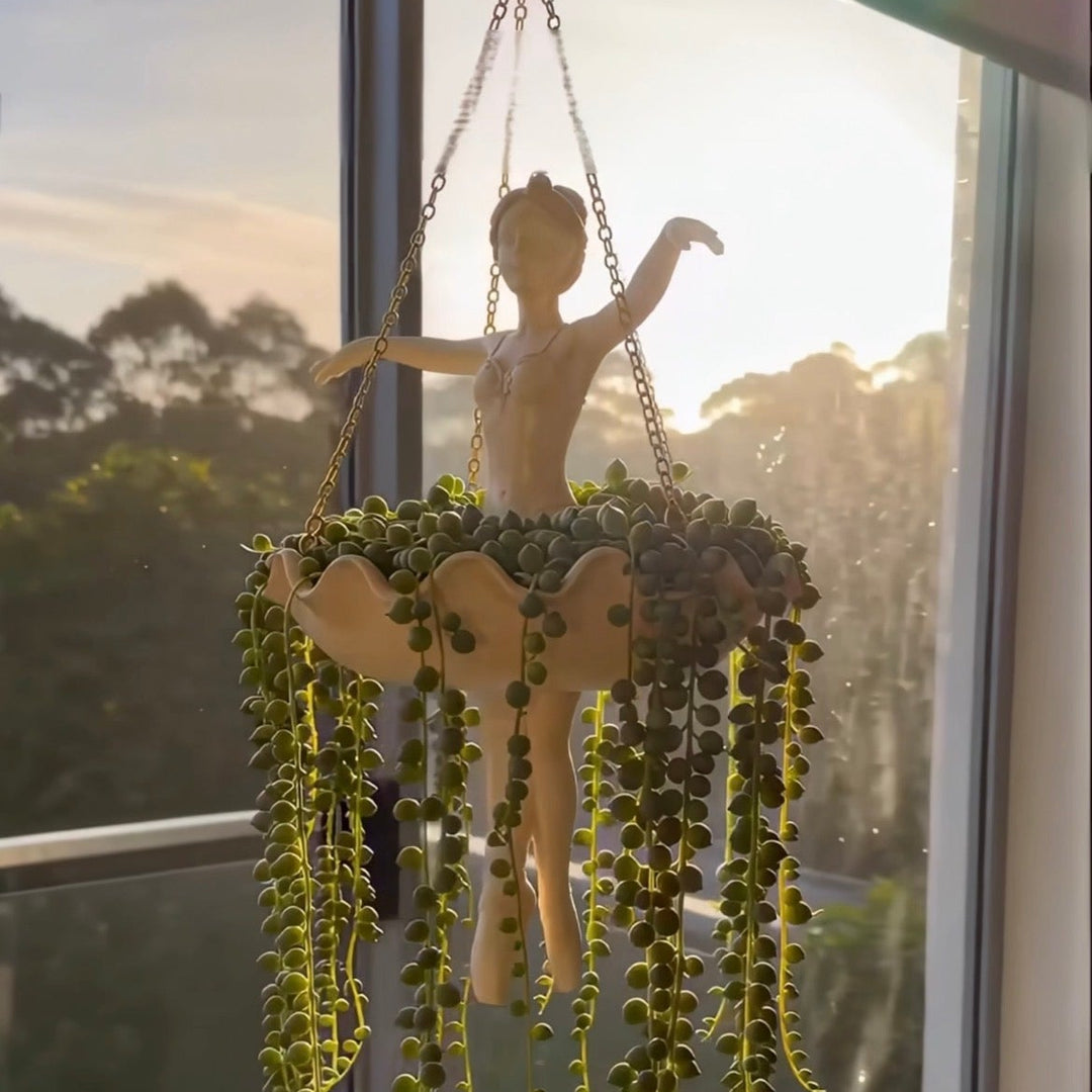Hanging fairy sculpture flower pot