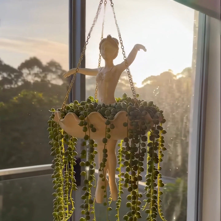 Hanging fairy sculpture flower pot