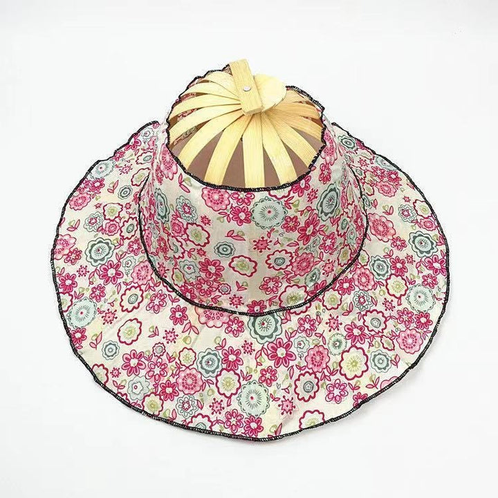 Portable folding bamboo fan hat