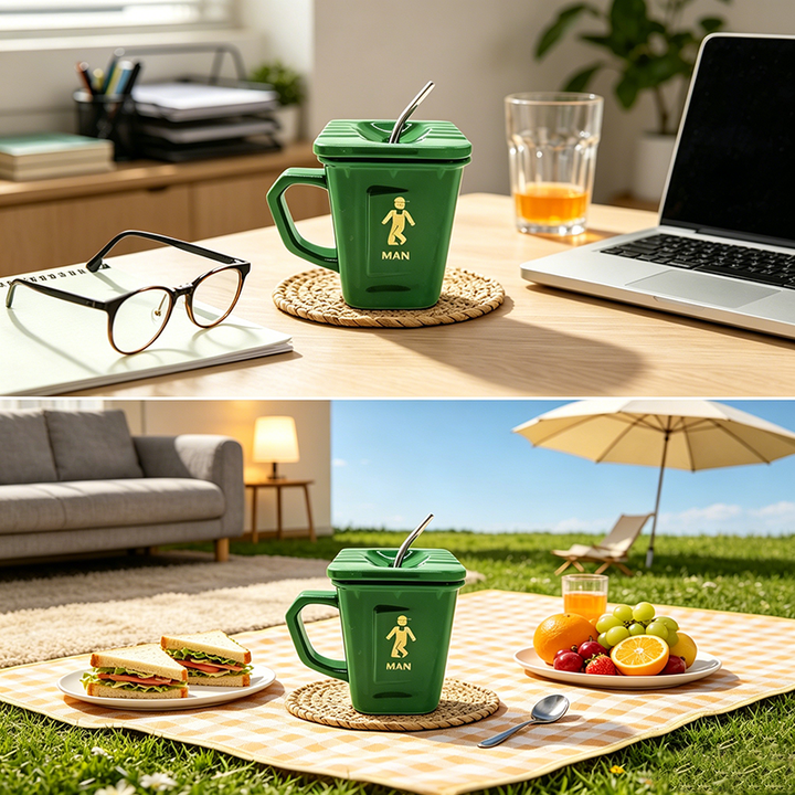 Creative trash can-shaped water cup