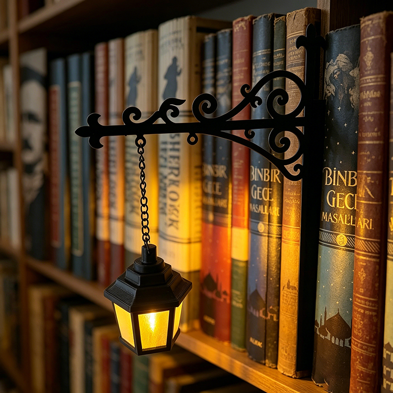 Decorative bookshelf lighting lanterns