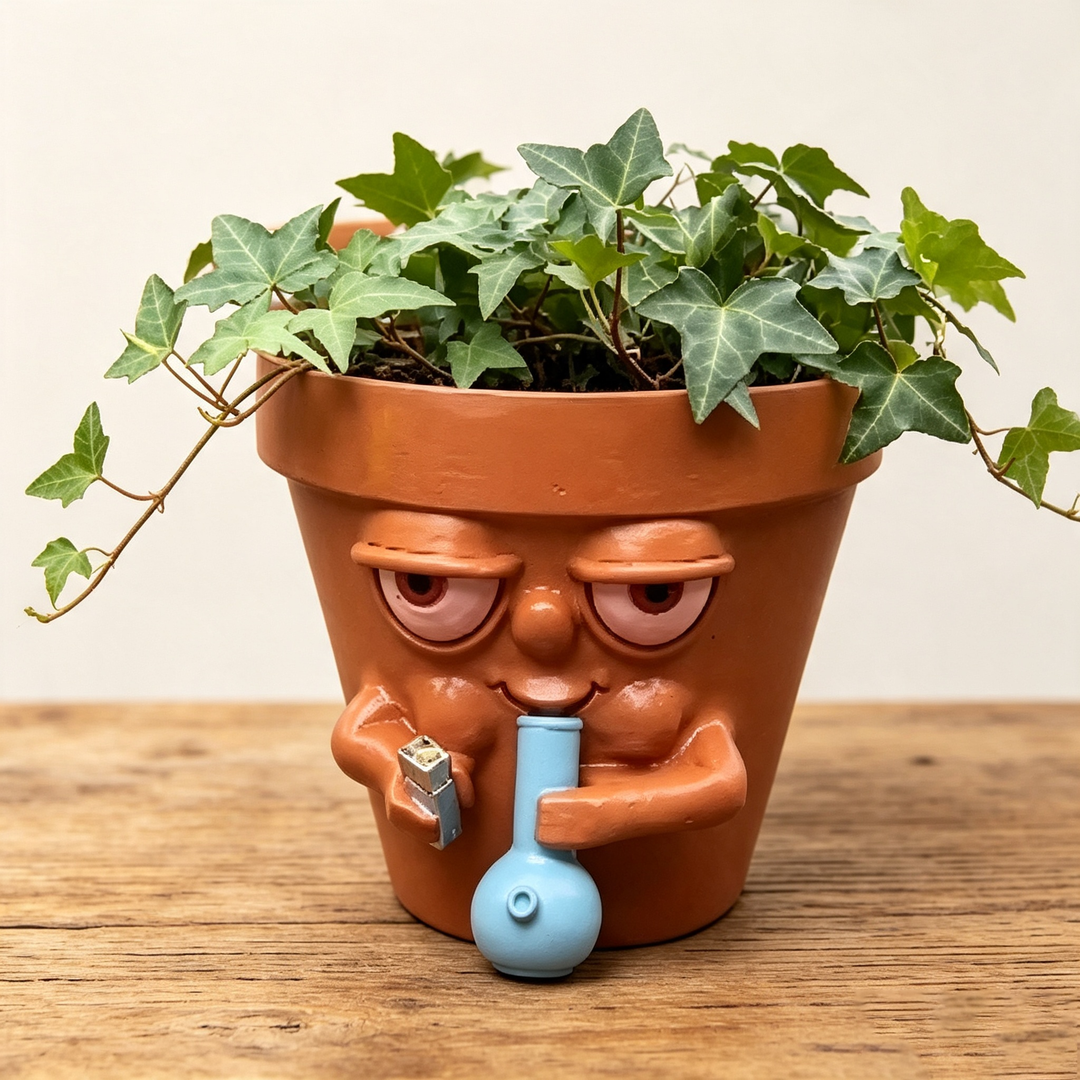 Funny Stoner‑Face Resin Flower Pot