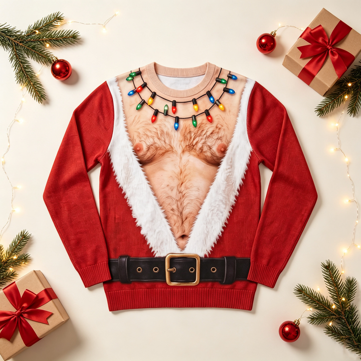 Santa Claus with exposed breasts and long sleeves