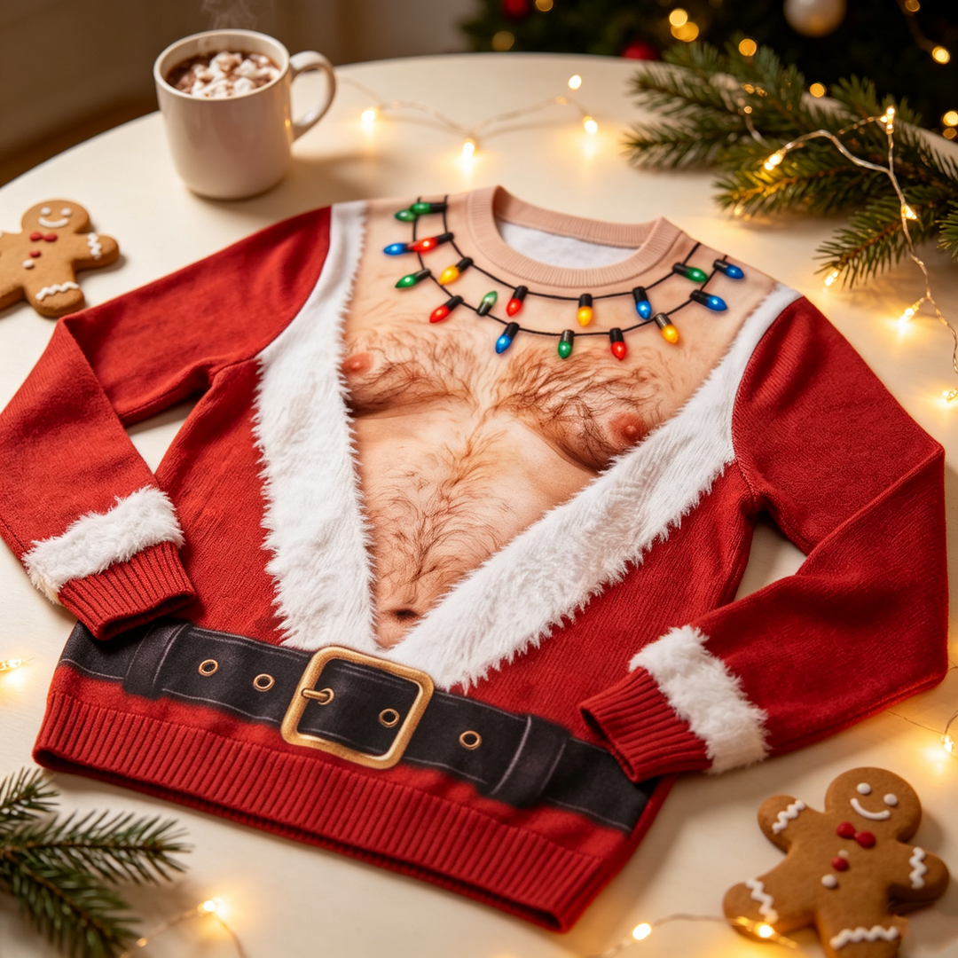 Santa Claus with exposed breasts and long sleeves