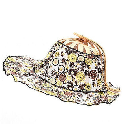 Portable folding bamboo fan hat