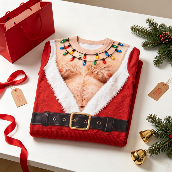 Santa Claus with exposed breasts and long sleeves
