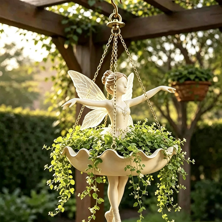 Hanging fairy sculpture flower pot