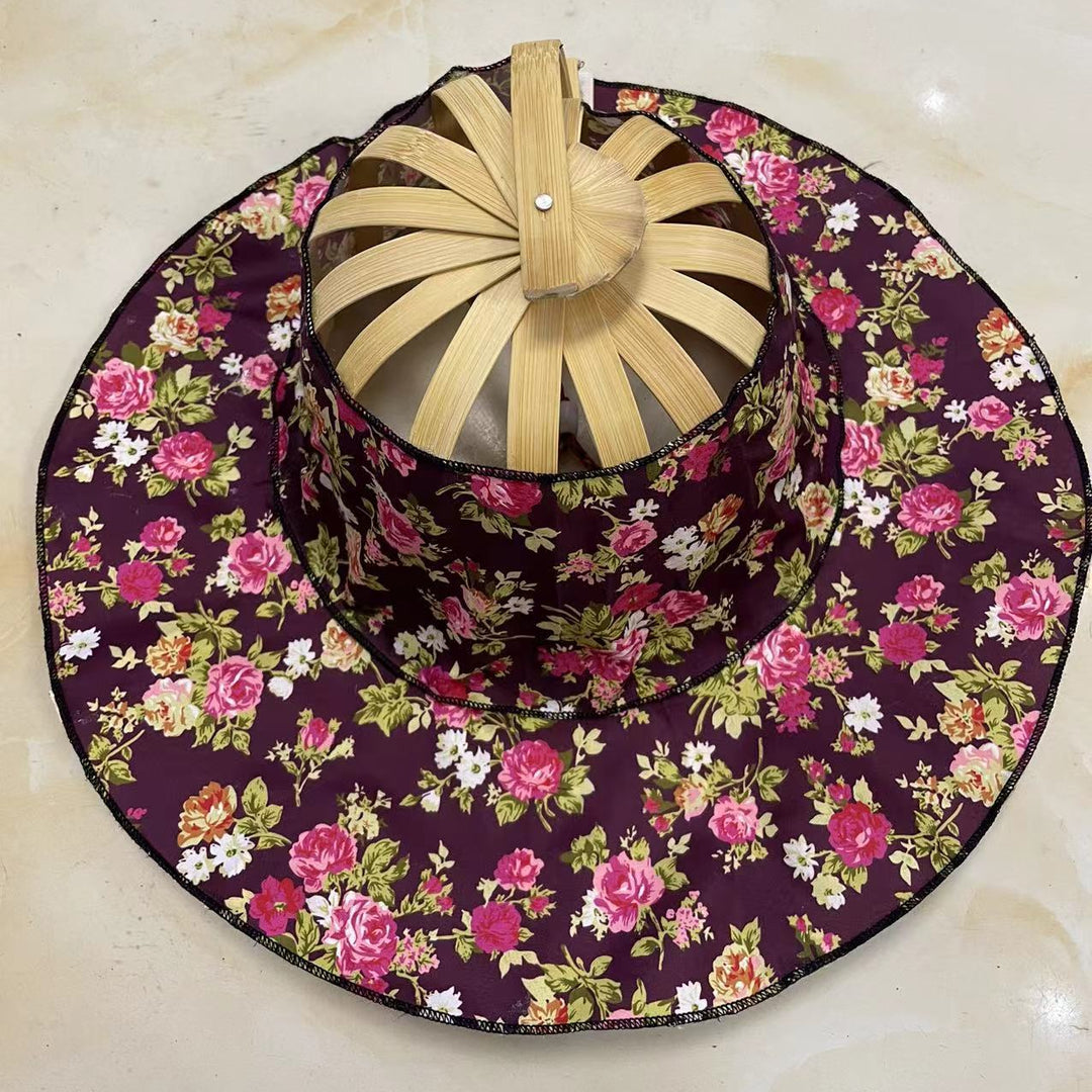 Portable folding bamboo fan hat