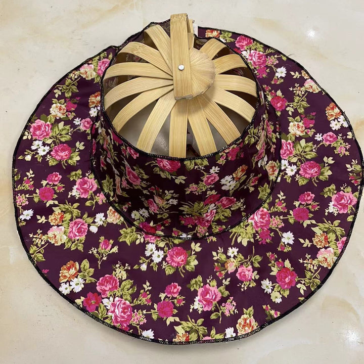 Portable folding bamboo fan hat