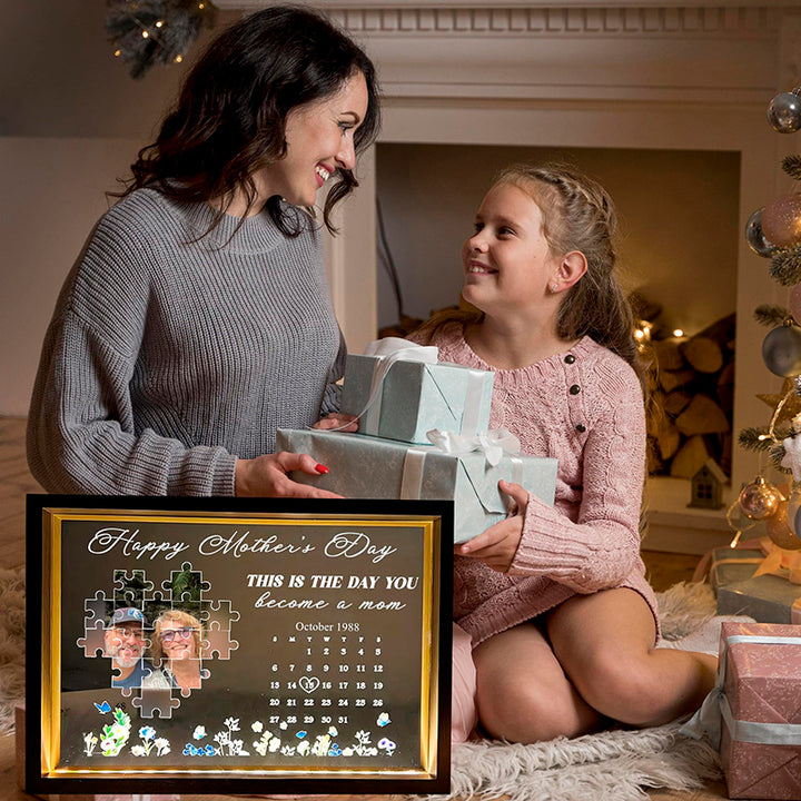 Customizable couple photo puzzle frame