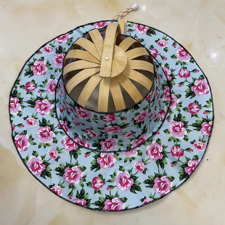 Portable folding bamboo fan hat