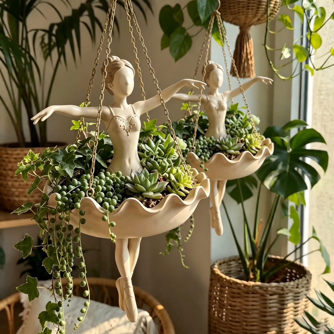 Hanging fairy sculpture flower pot