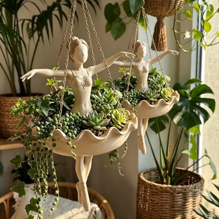 Hanging fairy sculpture flower pot