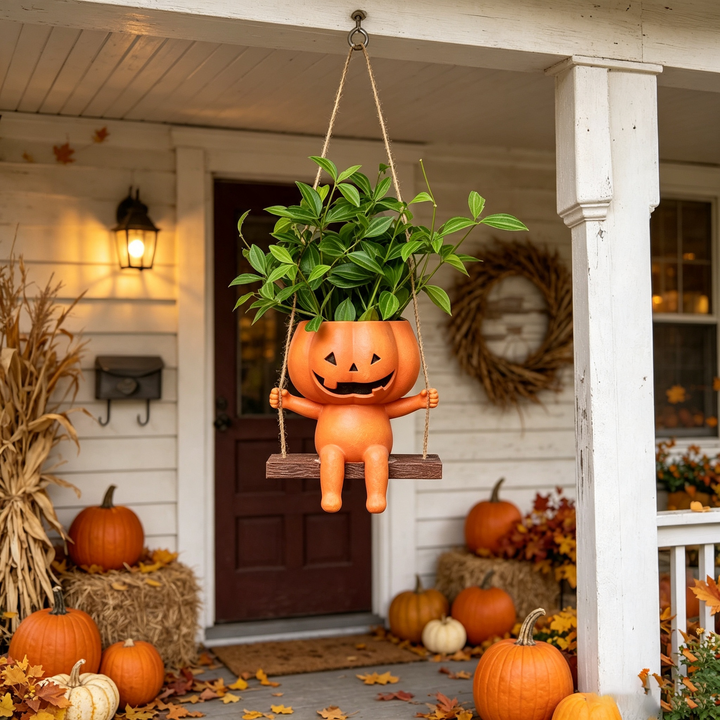 Swing Pumpkin Man Flower Pot