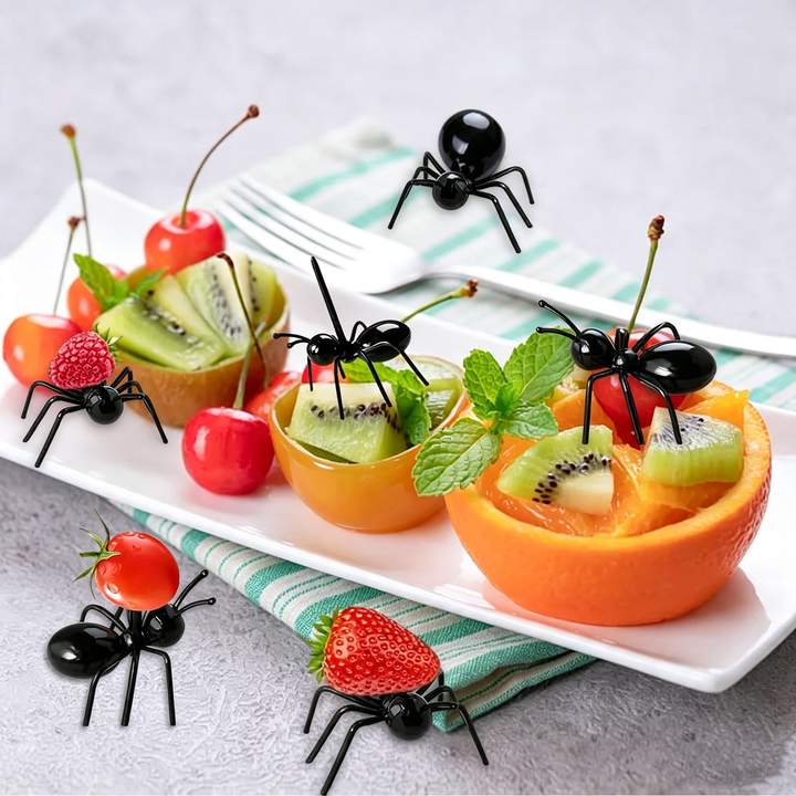 Ant-shaped fruit fork set