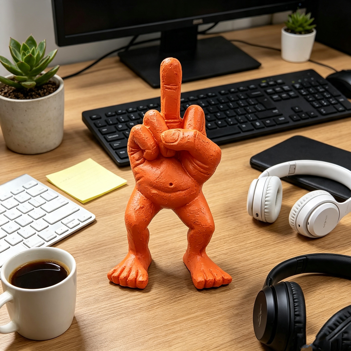 Parody middle finger desktop ornament