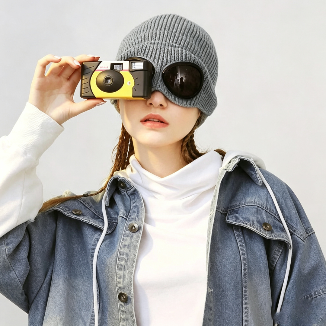 Windproof and Warm Goggles Knitted Hat